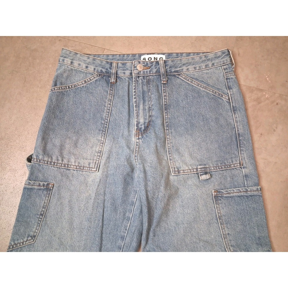New S.O.N.G Low Rise Baggy Jeans Womens Size 9 Cotton Carpenter - Picture 3 of 8